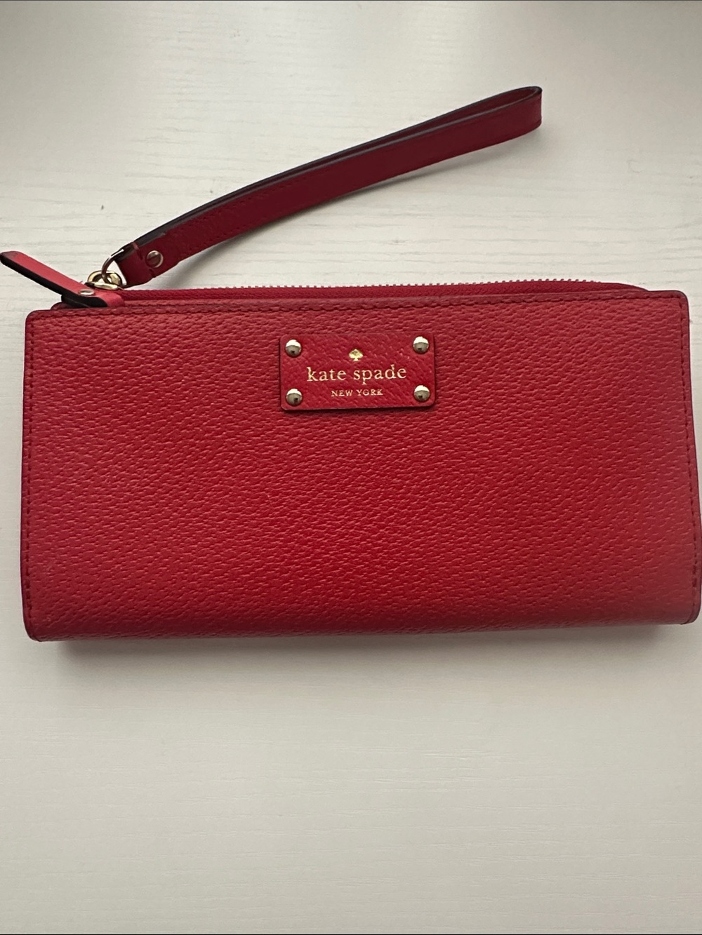 kate spade Red Pebbled Leather Wristlet Wallet
